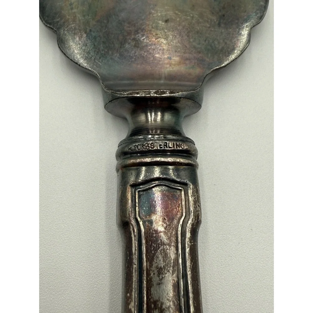 Vintage Sterling Silver Handle Cake Pie Server Monogram S Tarnish Patina 9.5